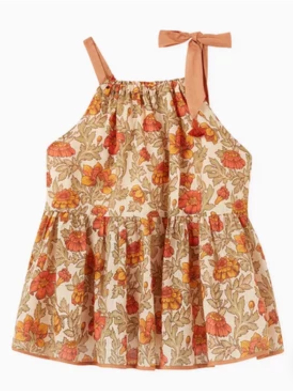 Zimmermann Andie Tie Top Floral Swing Top Girls size 2 Boho 100% Cotton